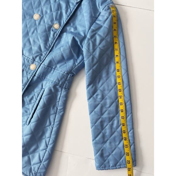 Lilly Pulitzer Quilted Pea Coat Women S Blue Double Breast Lightweight Comfy - Picture 6 of 9